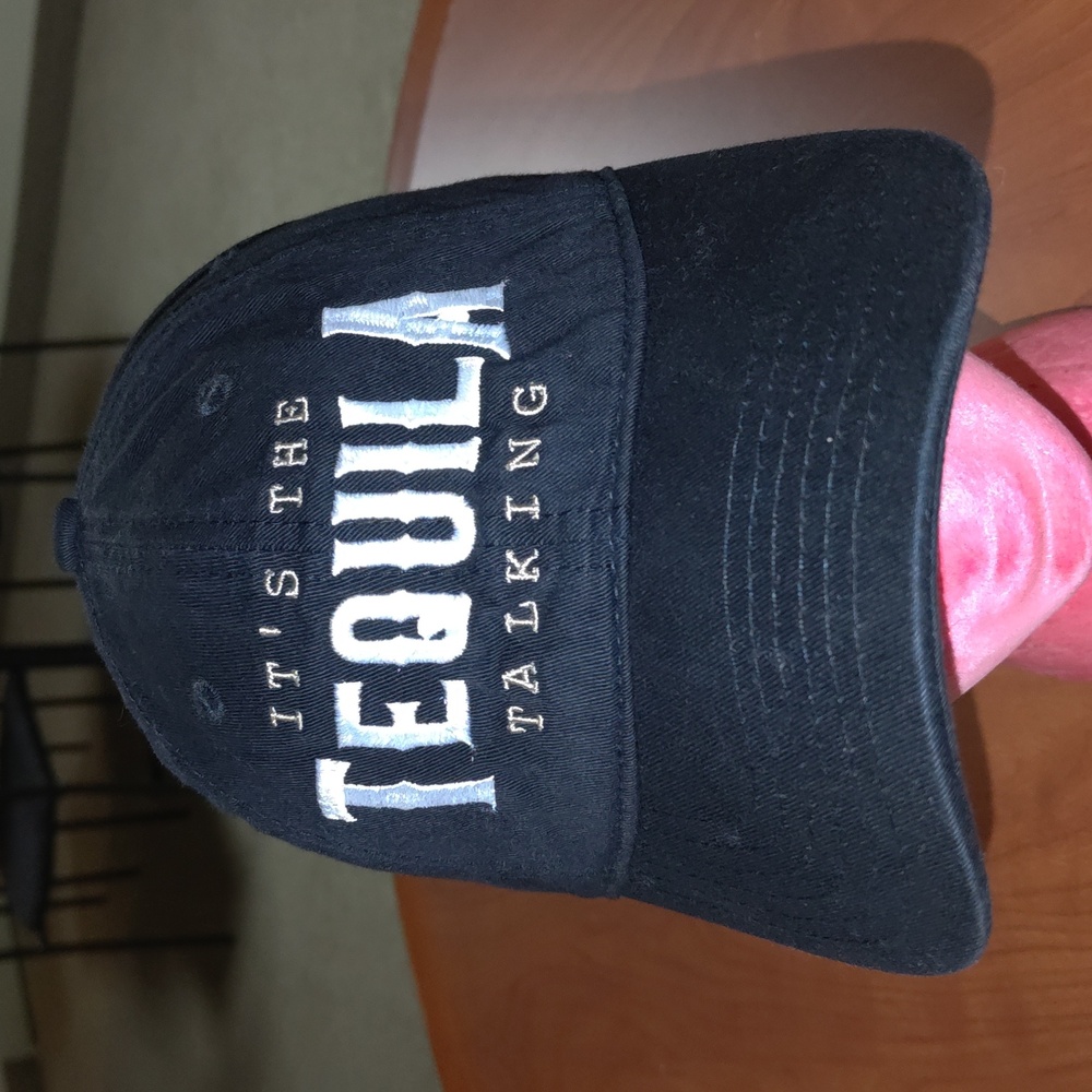 It's The Tequila Talking Embroidered Logo Letters Adjustable White Cap Hat